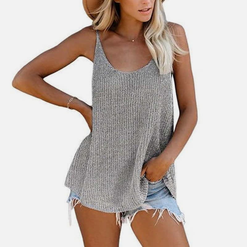 SM-K0065 U-hals Tynn Og Løs Strikket Vest SM-K0065 U-hals Tynn Og Løs Strikket Vest