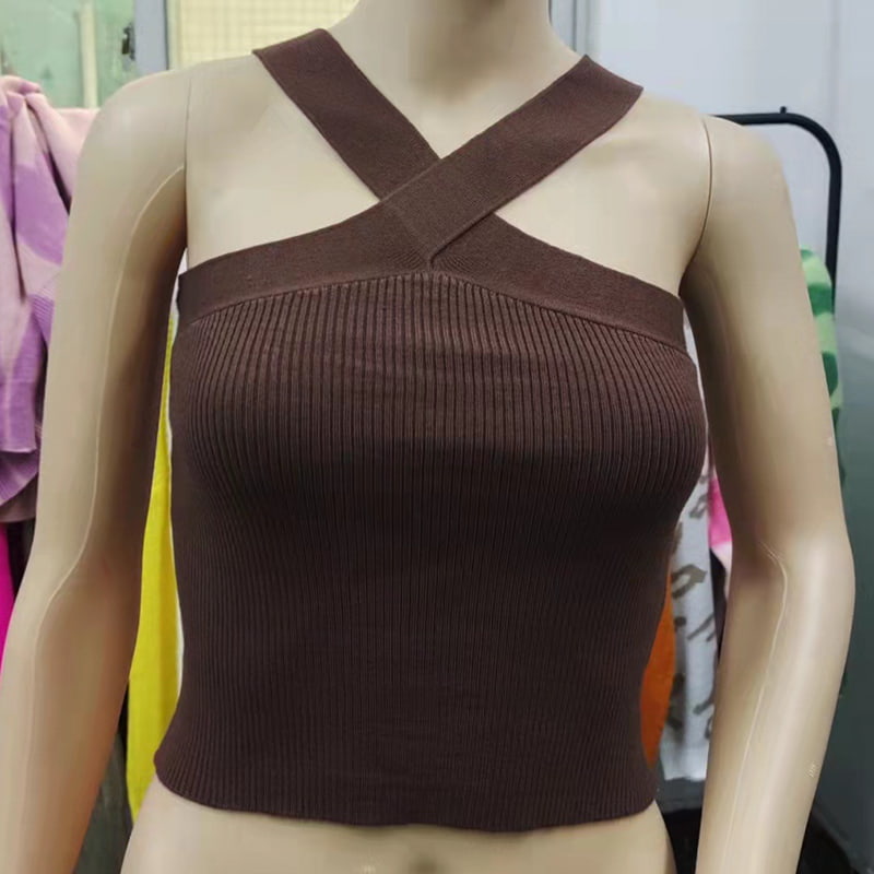 SM-K0106 Cross Strap Hengende Hals Ermeløs strikkevest SM-K0106 Cross Strap Hengende Hals Ermeløs strikkevest