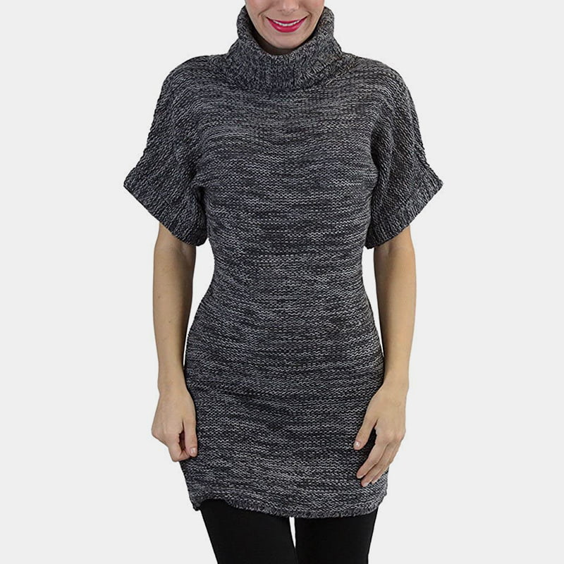 SM-K0067 Strikket genser med høy krage i midjelengde med korte ermer SM-K0067 Strikket genser med høy krage i midjelengde med korte ermer