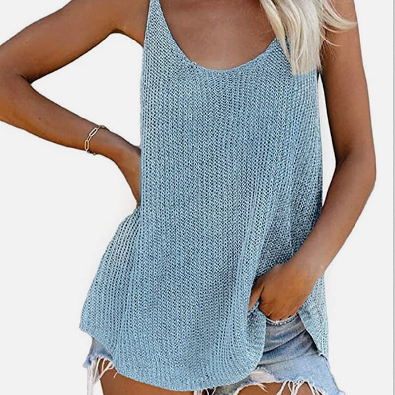 SM-K0065 U-hals Tynn Og Løs Strikket Vest SM-K0065 U-hals Tynn Og Løs Strikket Vest