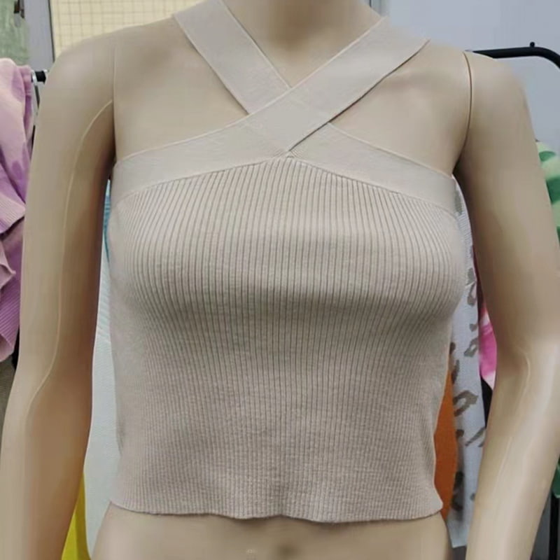 SM-K0106 Cross Strap Hengende Hals Ermeløs strikkevest SM-K0106 Cross Strap Hengende Hals Ermeløs strikkevest