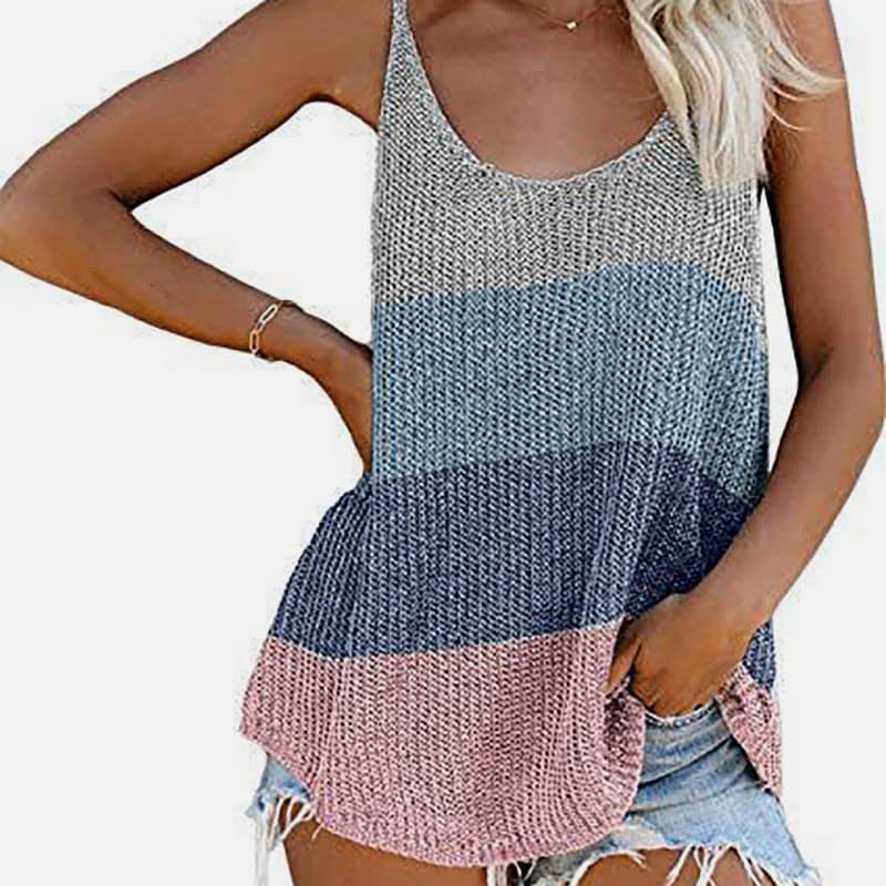 SM-K0065 U-hals Tynn Og Løs Strikket Vest SM-K0065 U-hals Tynn Og Løs Strikket Vest