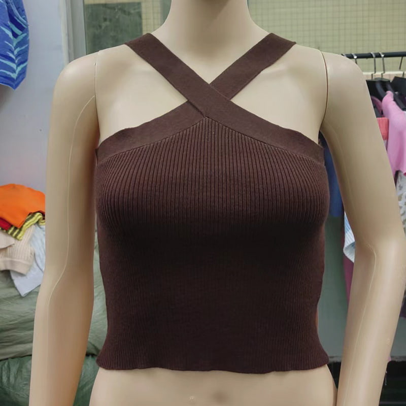 SM-K0106 Cross Strap Hengende Hals Ermeløs strikkevest SM-K0106 Cross Strap Hengende Hals Ermeløs strikkevest