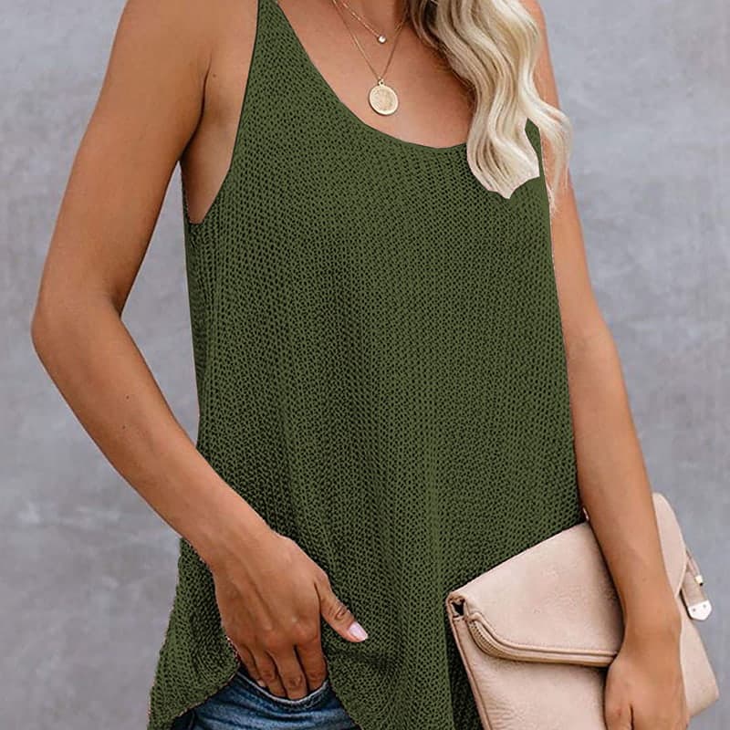 SM-K0065 U-hals Tynn Og Løs Strikket Vest SM-K0065 U-hals Tynn Og Løs Strikket Vest