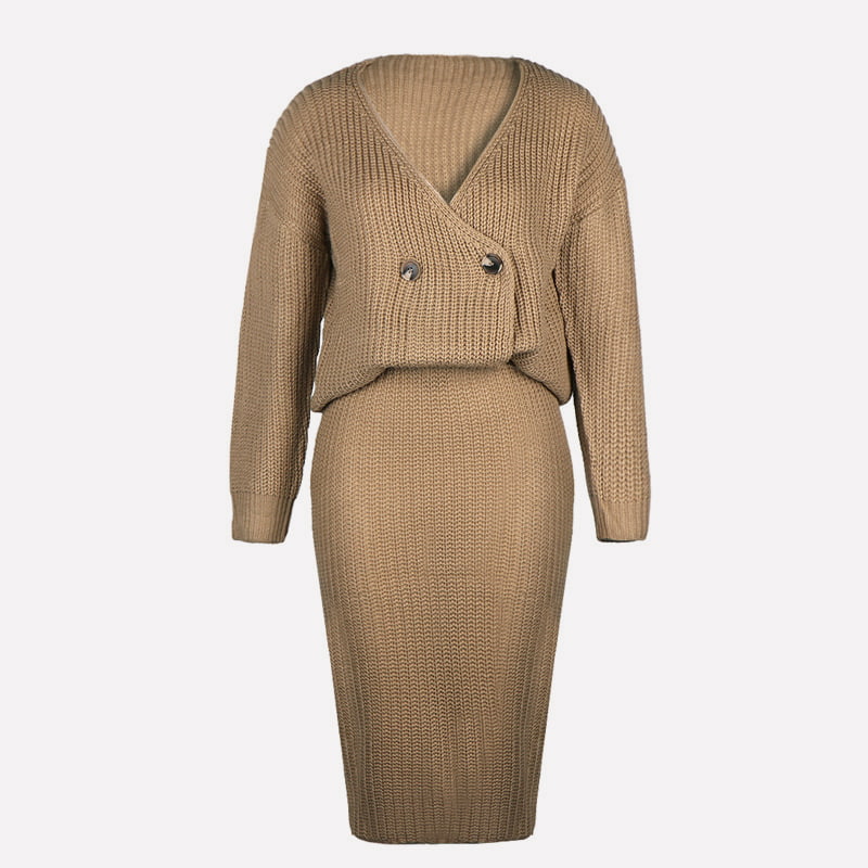 SM-K0101 Damestrikket topp og skjørt Uformell strikket dress
