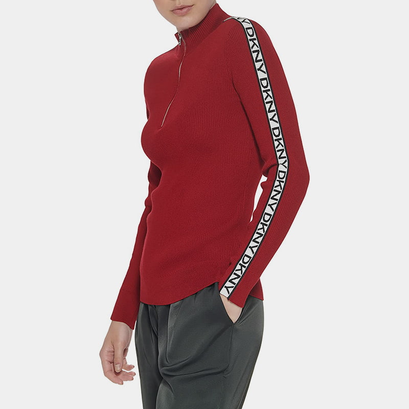 SM-K0056 Glidelås Crew Neck Bokstav Jacquard Langermet strikket genser SM-K0056 Glidelås Crew Neck Bokstav Jacquard Langermet strikket genser