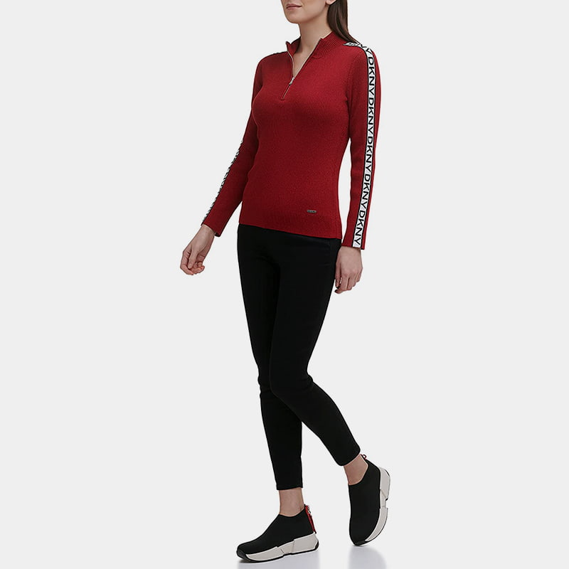 SM-K0056 Glidelås Crew Neck Bokstav Jacquard Langermet strikket genser SM-K0056 Glidelås Crew Neck Bokstav Jacquard Langermet strikket genser