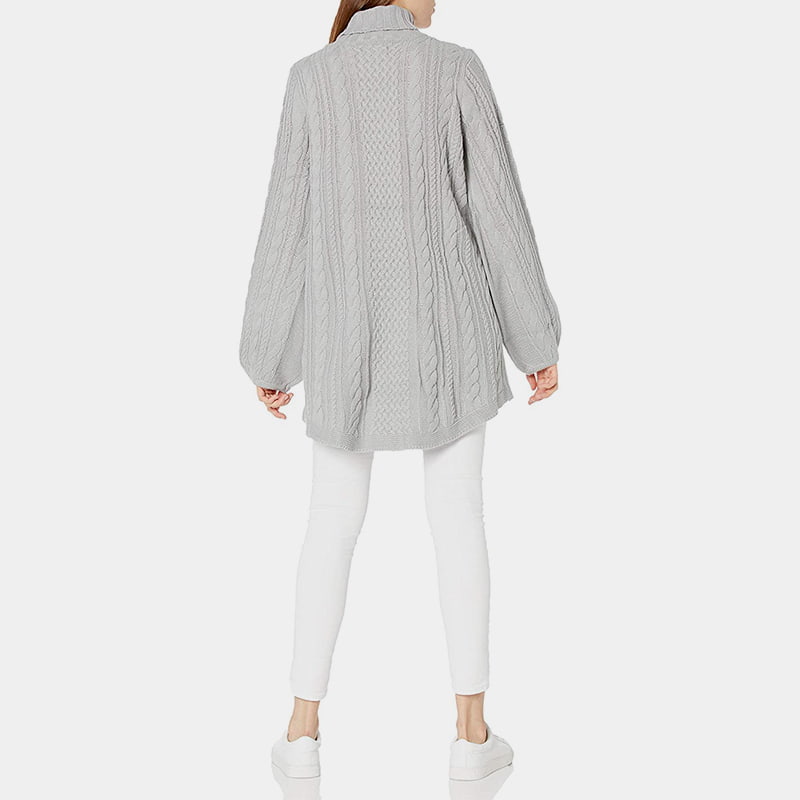 SM-K0053 Strikket genser med høy krage med løs lanterneerm SM-K0053 Strikket genser med høy krage med løs lanterneerm